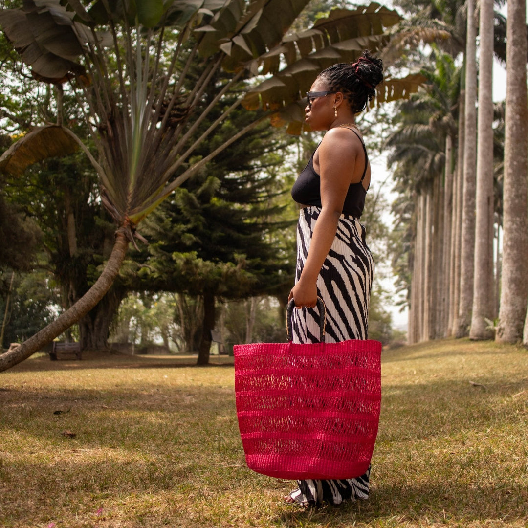 Hot Pink Large Woven Bag - AKINSANYA FASHION