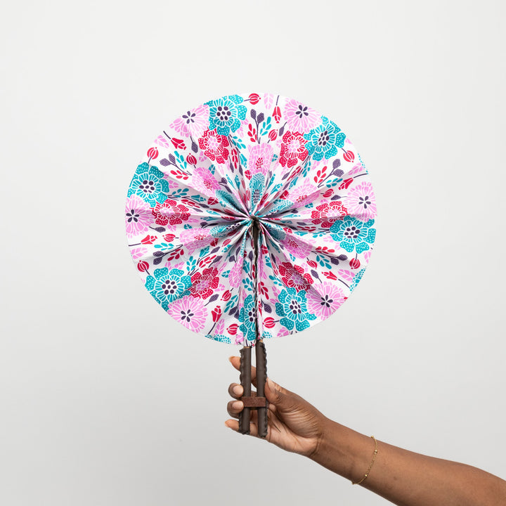 Ankara Hand Fan - Cherry Blossom - AKINSANYA FASHION