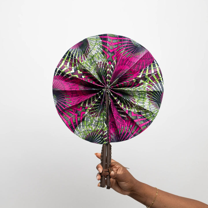 Ankara Hand Fan - Fuchsia Dream - AKINSANYA FASHION