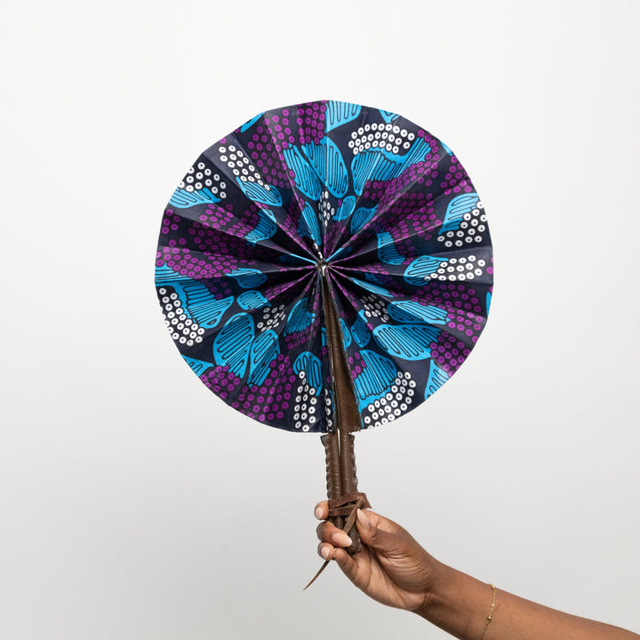 Ankara Hand Fan - Indigo Dream - AKINSANYA FASHION