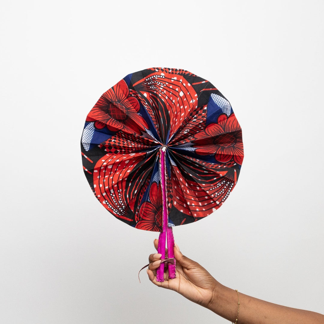 Ankara hand Fan - Midnight Blossom - AKINSANYA FASHION