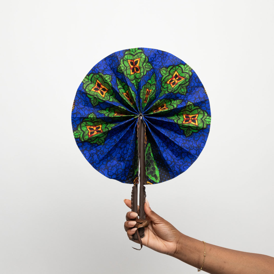 Ankara Hand Fan - Sapphire - AKINSANYA FASHION