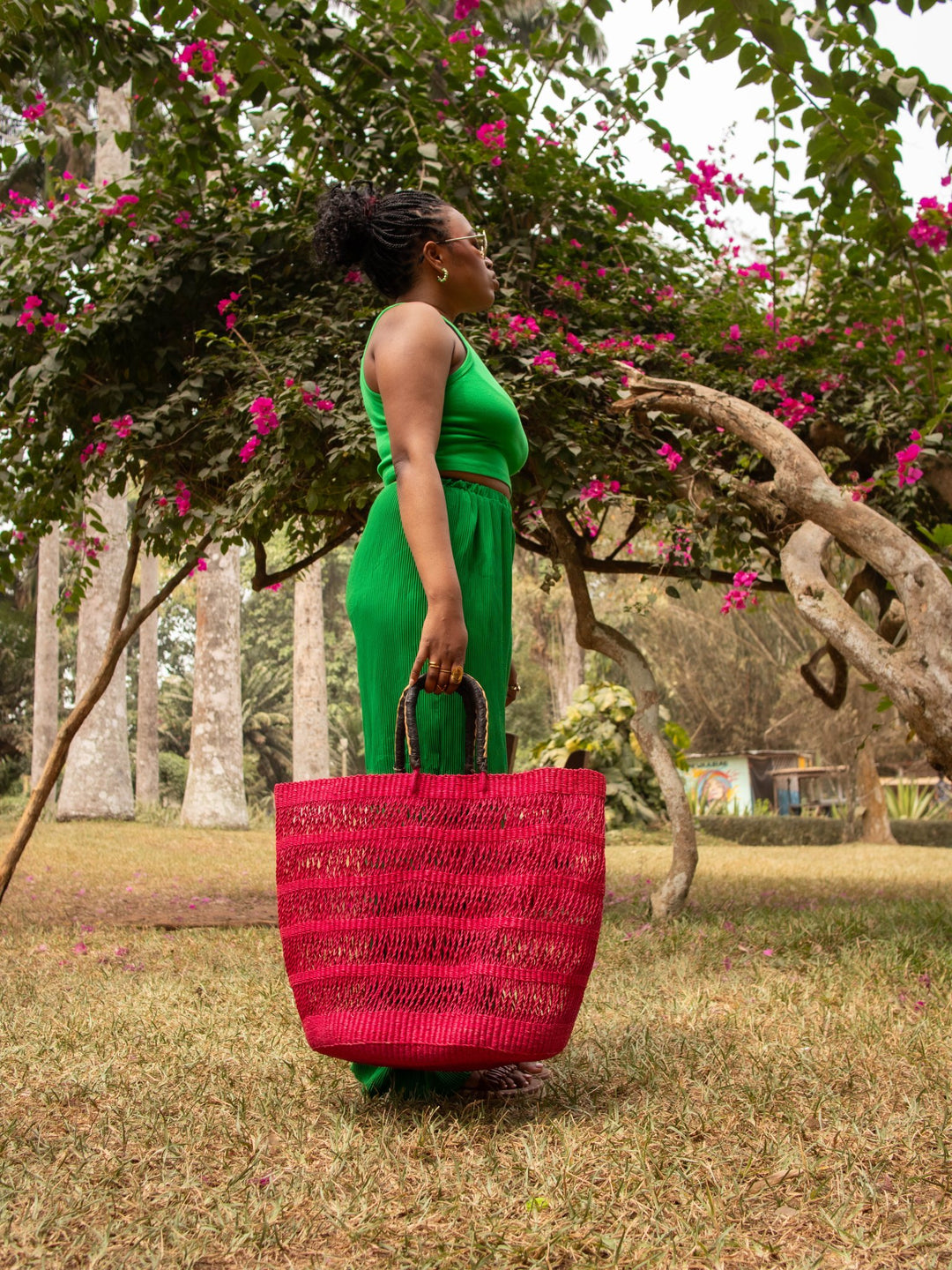 Hot Pink Large Woven Bag - AKINSANYA FASHION