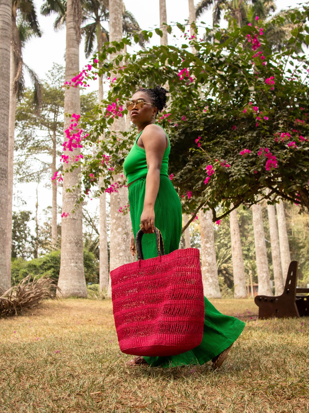 Hot Pink Large Woven Bag - AKINSANYA FASHION