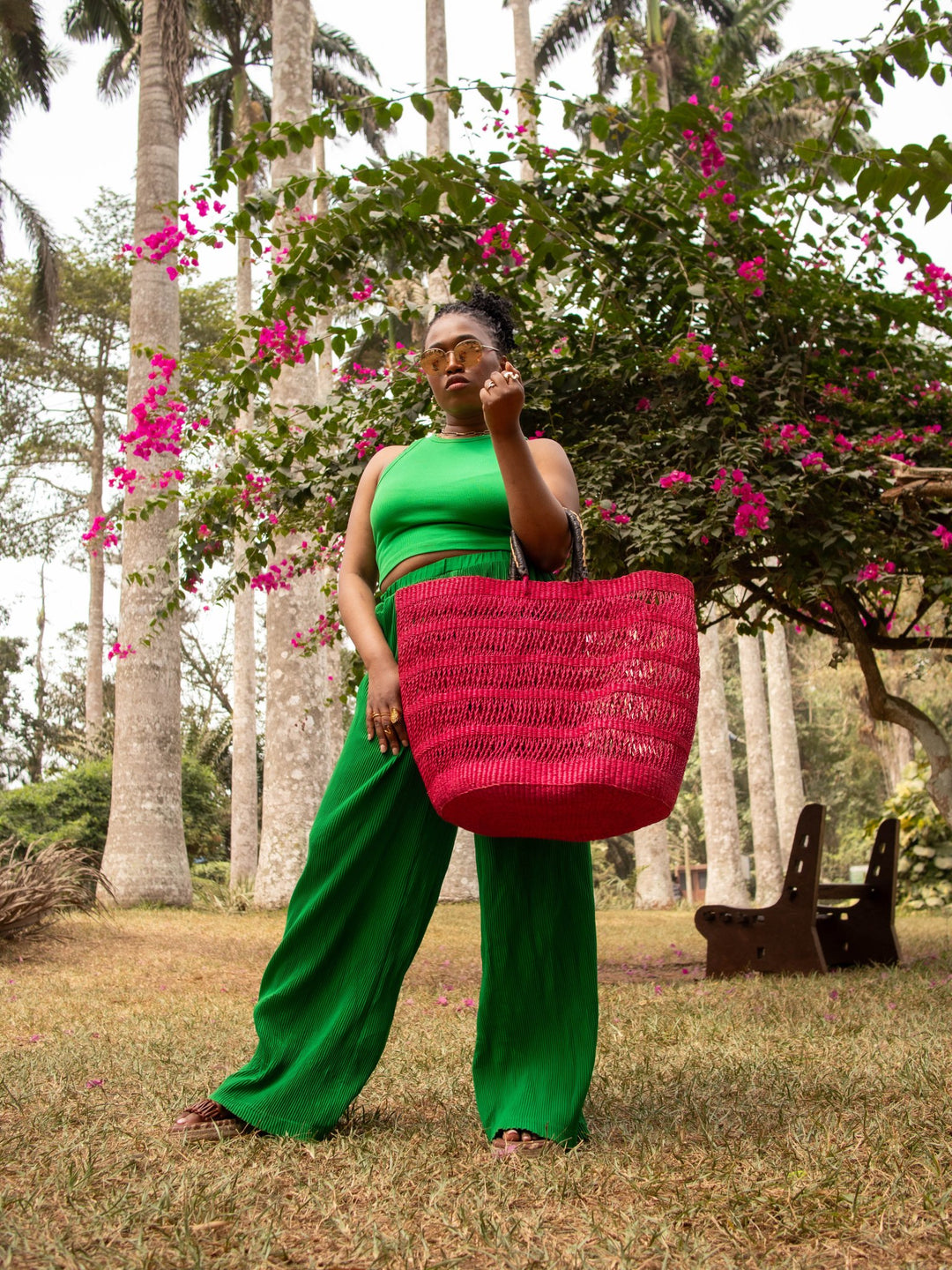 Hot Pink Large Woven Bag - AKINSANYA FASHION