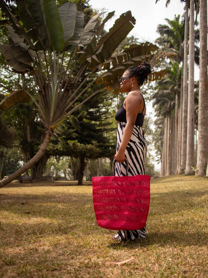 Hot Pink Large Woven Bag - AKINSANYA FASHION