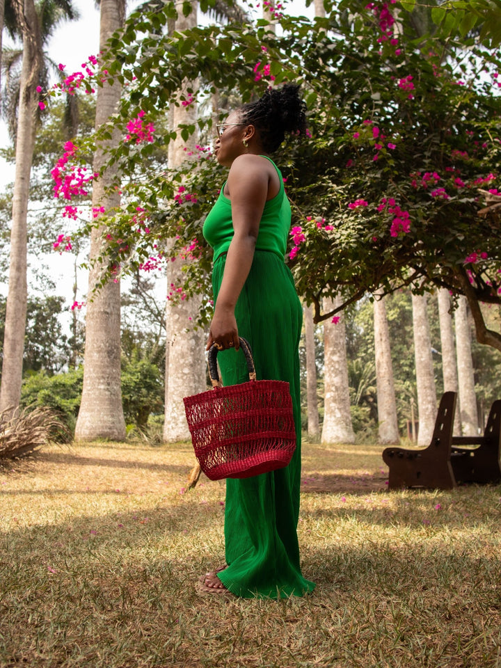 Hot Pink Small Woven Bag - AKINSANYA FASHION