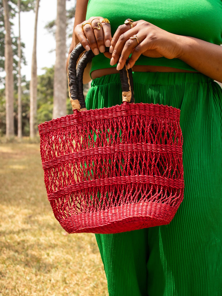 Hot Pink Small Woven Bag - AKINSANYA FASHION