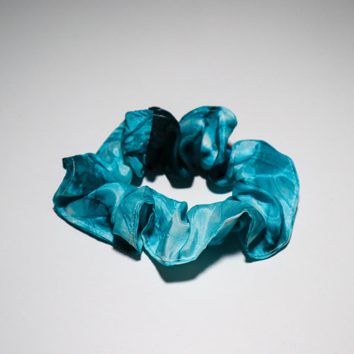 Turquoise Satin Scrunchies - LIMITED