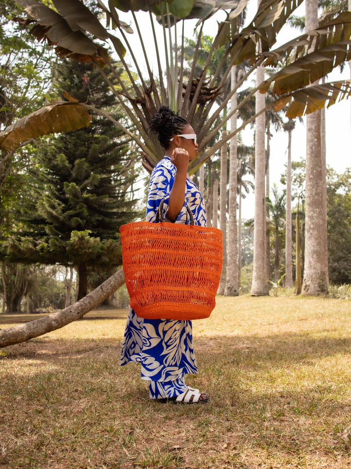 Orange Large Woven Bag - AKINSANYA FASHION