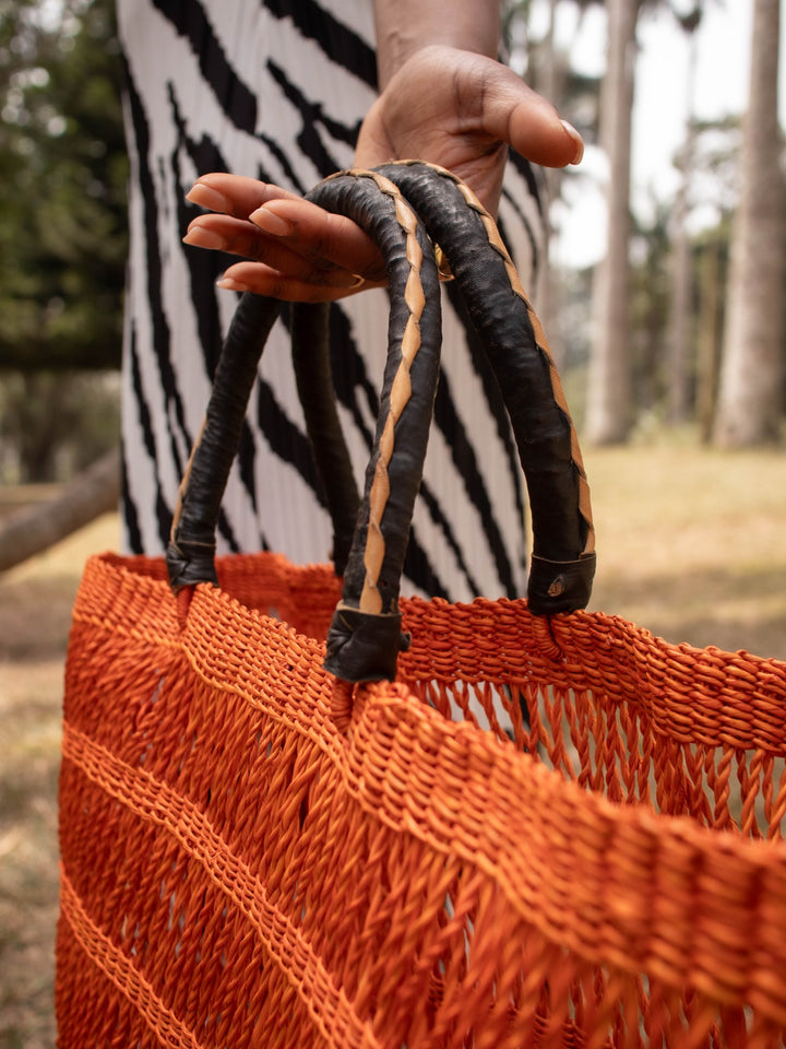 Orange Large Woven Bag - AKINSANYA FASHION