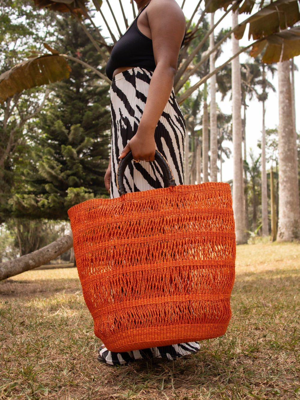 Orange Large Woven Bag - AKINSANYA FASHION