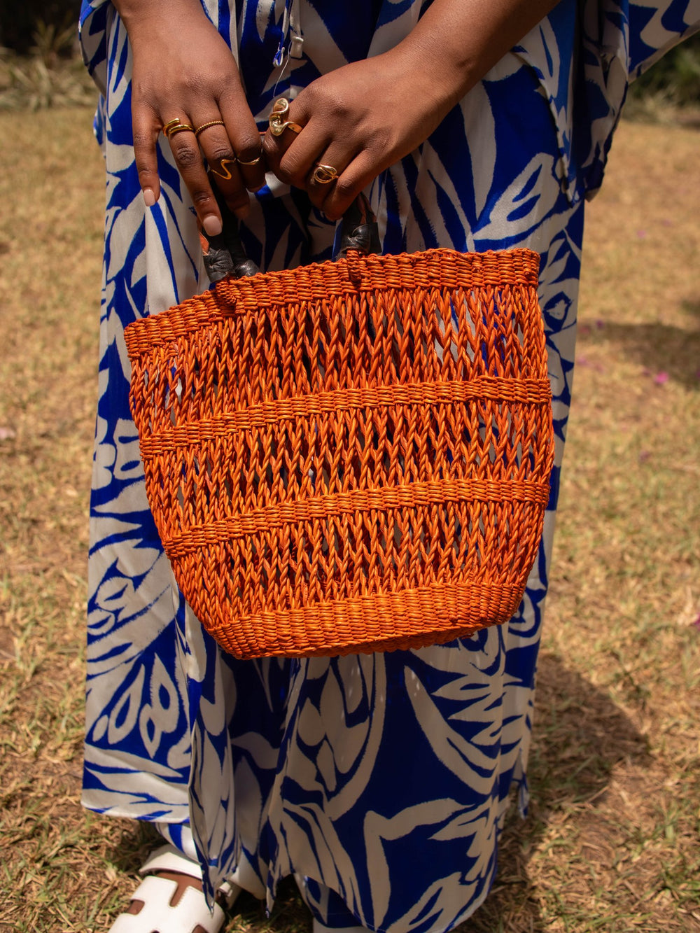 Orange Small Woven Bag - AKINSANYA FASHION
