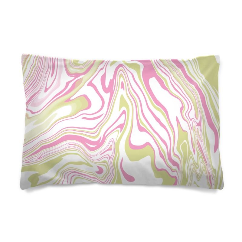 Pink + Lime Marble Green Print Duvet Set - AKINSANYA FASHION