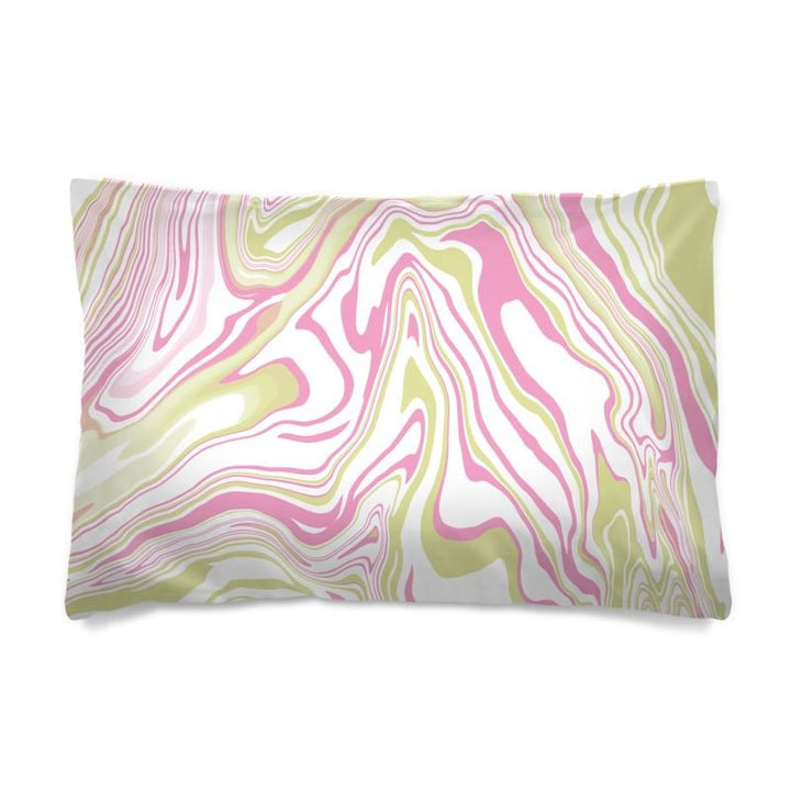 Pink + Lime Marble Green Print Duvet Set - AKINSANYA FASHION