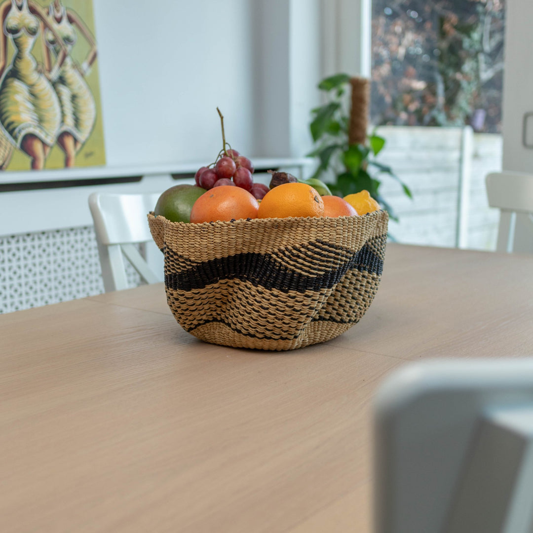 Wonky Fruit Basket - Black/Natural - AKINSANYA FASHION