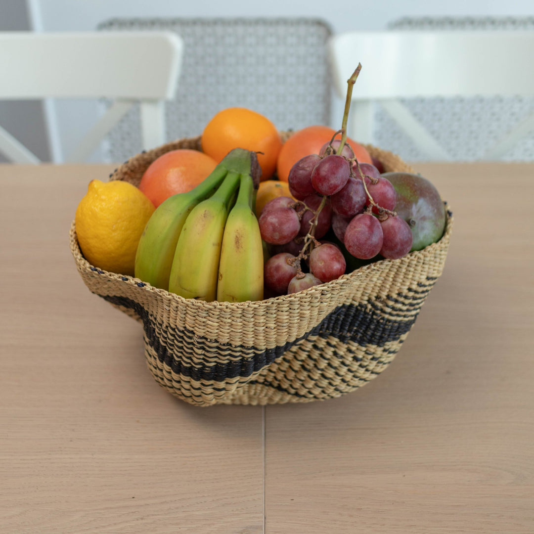 Wonky Fruit Basket - Black/Natural - AKINSANYA FASHION