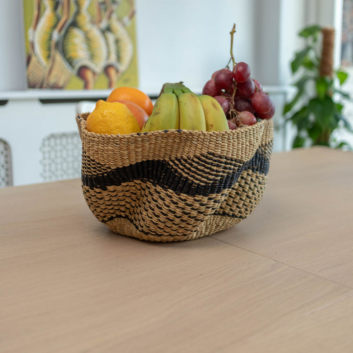 Wonky Fruit Basket - Black/Natural - AKINSANYA FASHION