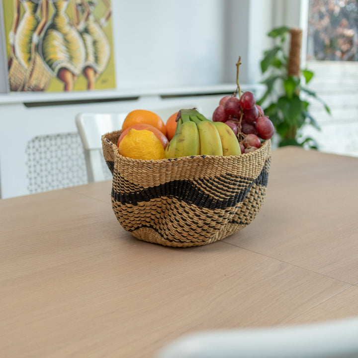 Wonky Fruit Basket - Black/Natural - AKINSANYA FASHION