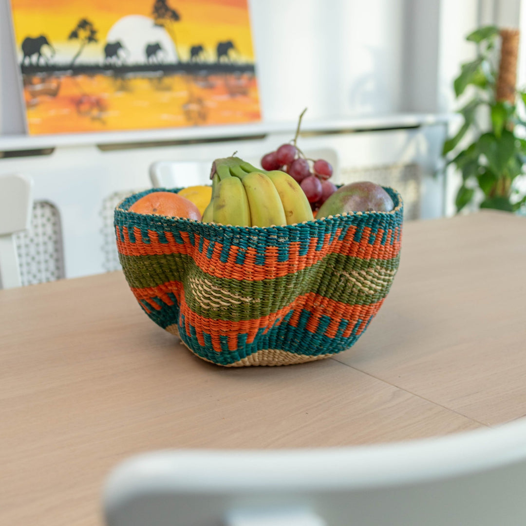 Wonky Fruit Basket - Orange/Teal - AKINSANYA FASHION