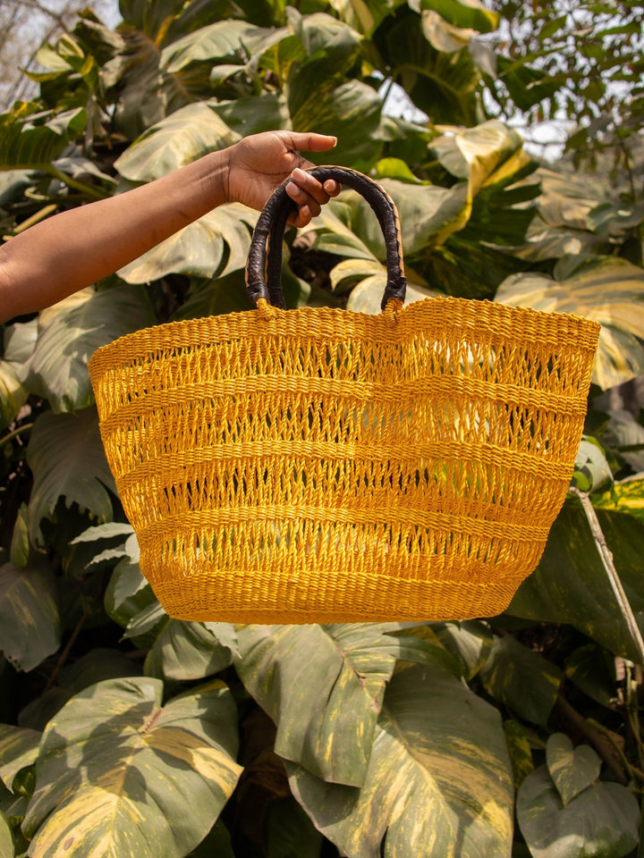 Yellow Medium Woven Bag - AKINSANYA FASHION