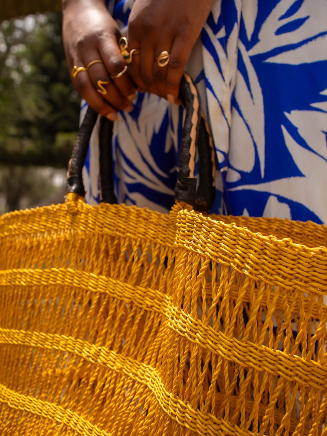 Yellow Medium Woven Bag - AKINSANYA FASHION