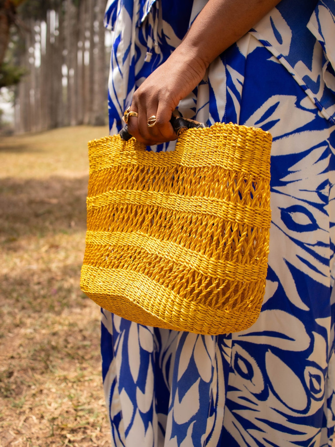 Yellow Woven Clutch Bag - AKINSANYA FASHION