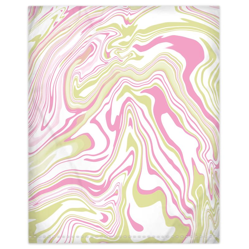 Pink + Lime Marble Green Print Duvet Set