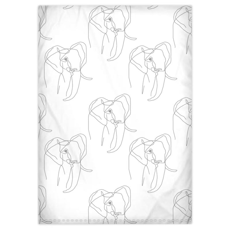 Elephant Duvet Set (Grey On White)