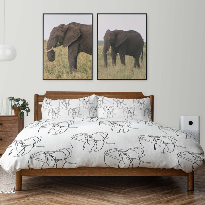Elephant Duvet set (Black On White)